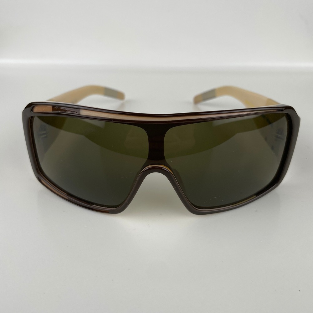 Paul Frank Neat Neat Neat Shield Sunglasses Choc Stp Brown Tan Wrap Y2K Retro